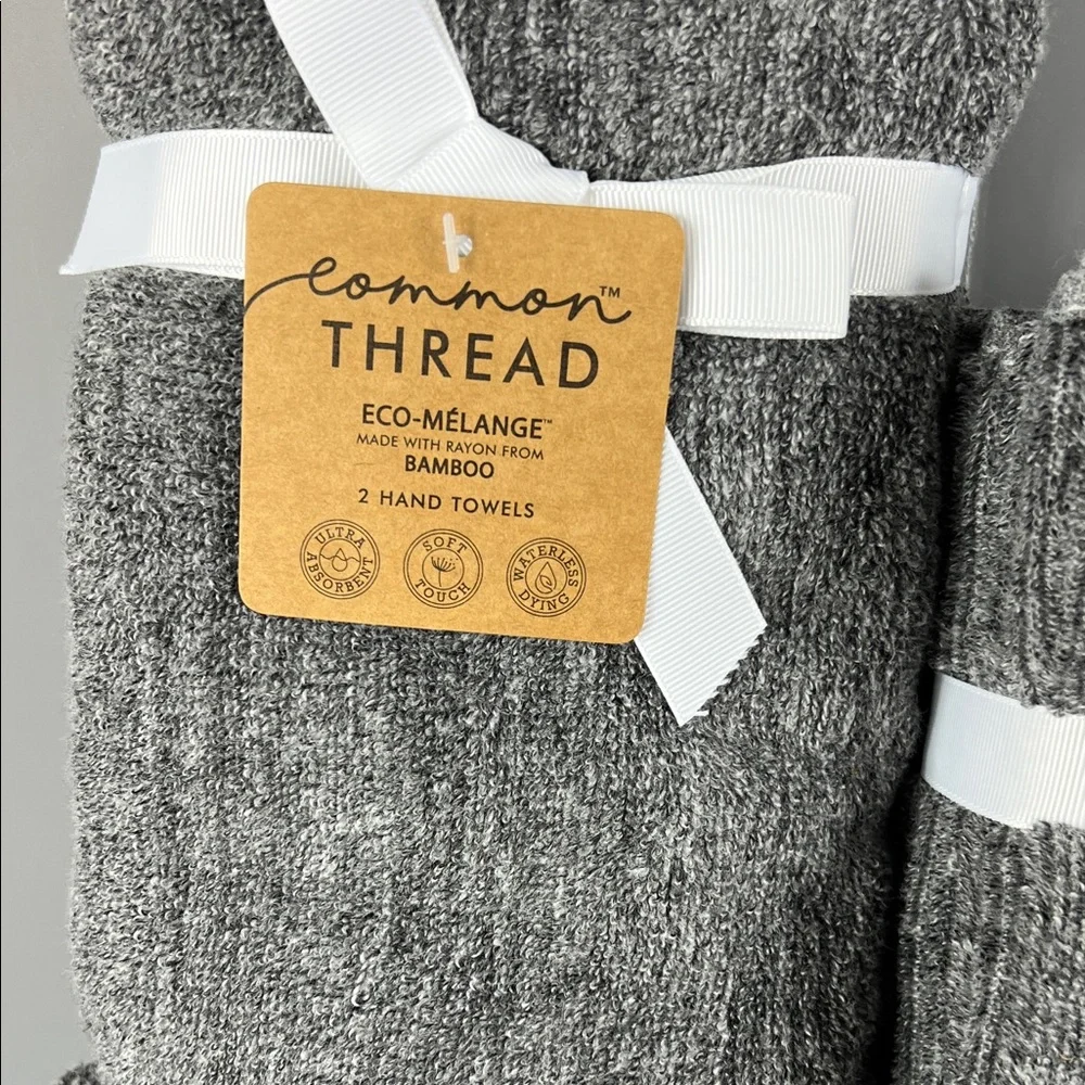 Common Thread Bamboo Bath Towel Set Dark Grey Eco Melange Cotton 9 Pc Set NEW